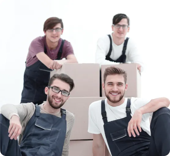 movers in front of boxes