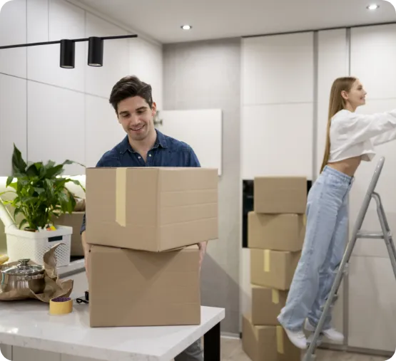couple moving items